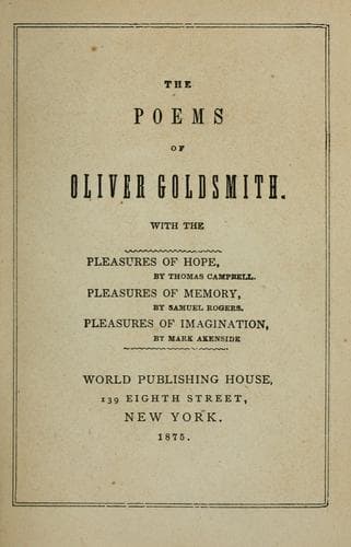 The poems of Oliver Goldsmith