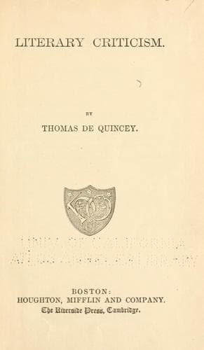 The Works Of Thomas De Quincey