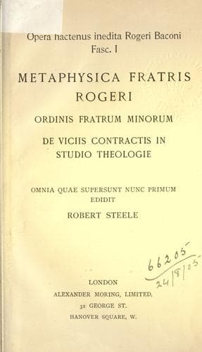 Opera hactenus inedita Rogeri Baconi