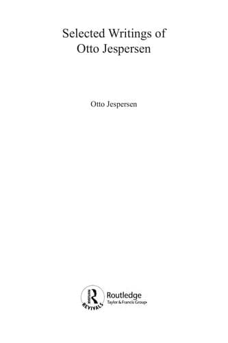 Selected writings of Otto Jespersen