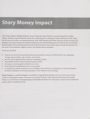 Story, Money, Impact, Tracey Friesen, 2016, Taylor & Francis Group
