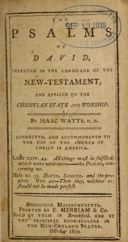 The Psalms of David, Isaac Watts, 1741, Printed by David Carlisle, sold by Thomas & Andrews