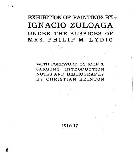 Exhibition of paintings by Ignacio Zuloaga, Christian Brinton, 1916, Redfield-Kendrick-Odell Co., Printers