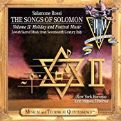The Songs Of Solomon, Volume 2: Holiday And Festival Music, Salomone Rossi, The New-York Baroque Ensemble, Eric Milnes