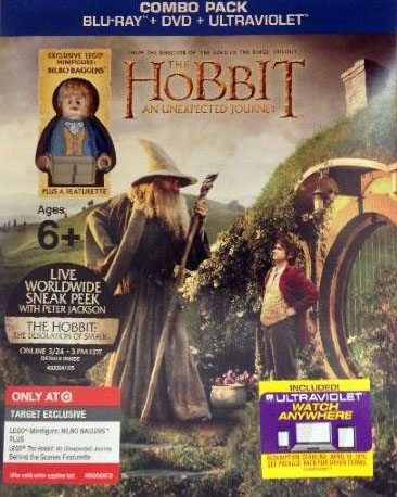 The Hobbit: An Unexpected Journey Blu-ray with Bilbo Baggins Minifigure, other