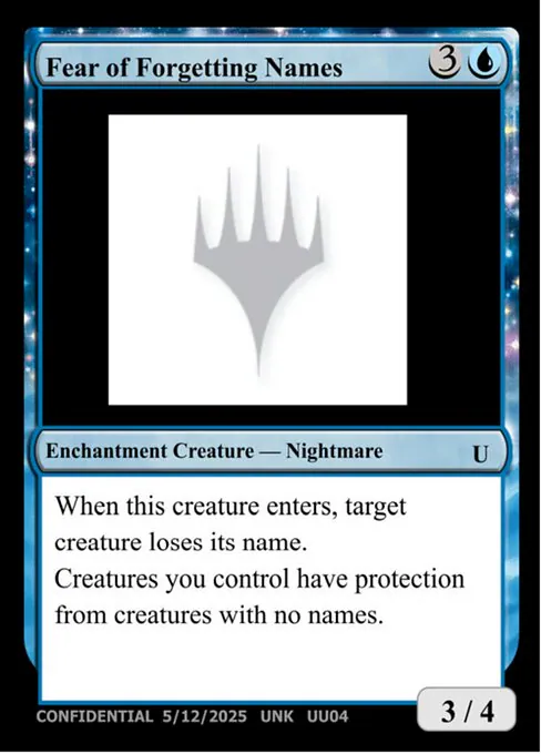 Fear of Forgetting Names, Unknown Event UU04c, uncommon