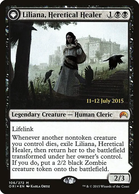 Liliana, Heretical Healer // Liliana, Defiant Necromancer, Magic Origins Promos 106s, mythic