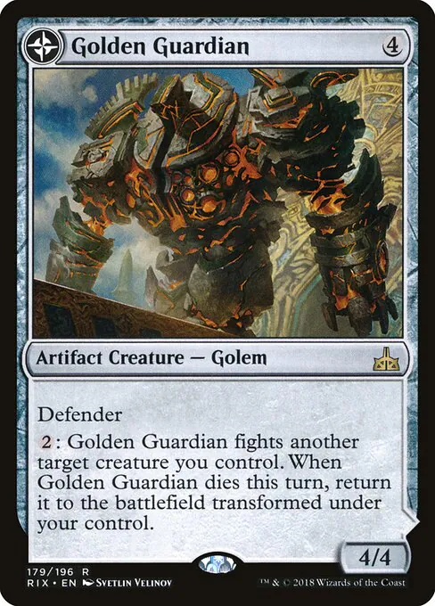 Golden Guardian // Gold-Forge Garrison, Rivals of Ixalan 179, rare