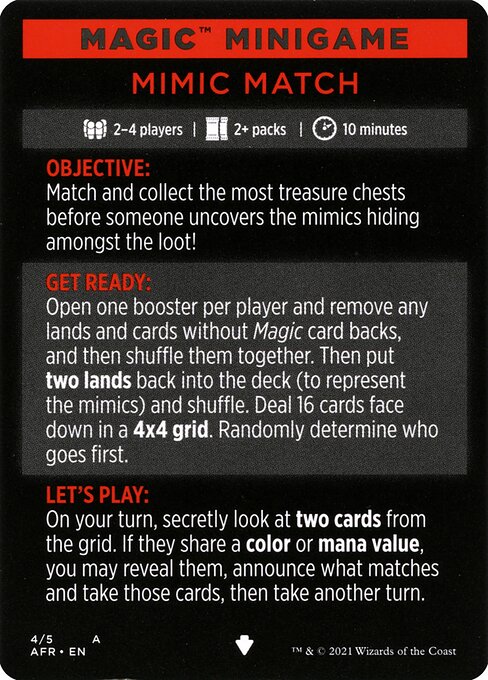 Mimic Match // Mimic Match (cont'd), Adventures in the Forgotten Realms Minigames 4, common