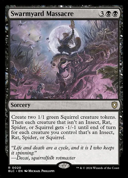 Swarmyard Massacre, Bloomburrow Commander 20, rare