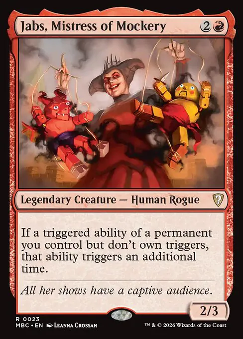 Jabs, Mistress of Mockery, Mystery Booster Commander Edition 23, rare