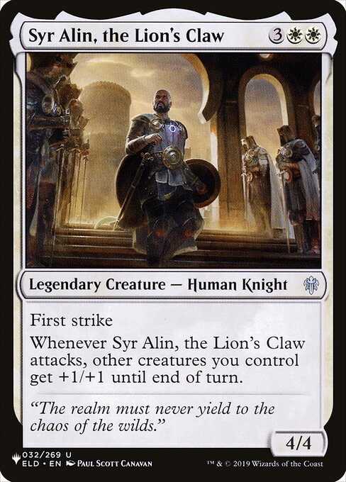 Syr Alin, the Lion's Claw, The List ELD-32, uncommon