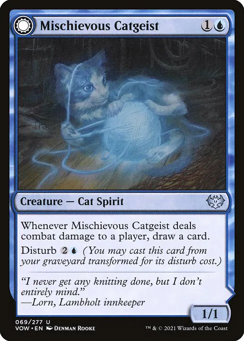 Mischievous Catgeist // Catlike Curiosity, Innistrad: Crimson Vow 69, uncommon