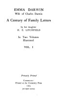 Emma Darwin, Wife of Charles Darwin: A Century of Family Letters, Henrietta Emma Darwin Litchfield