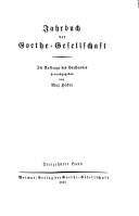 Jahrbuch, Goethe-Gesellschaft (Weimar, Germany)