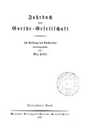 Jahrbuch der Goethe-Gesellschaft, Goethe-Gesellschaft (Weimar, Germany)