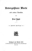 Unvergessbare Worte und andere: Novellen