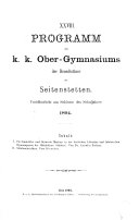 Programm des K.K. Obergymnasiums der Benediktiner zu Seitenstetten: veröffentlicht am Schlusse des Schuljahres ...