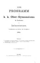 Programm des K.K. Obergymnasiums der Benediktiner zu Seitenstetten: veröffentlicht am Schlusse des Schuljahres ...