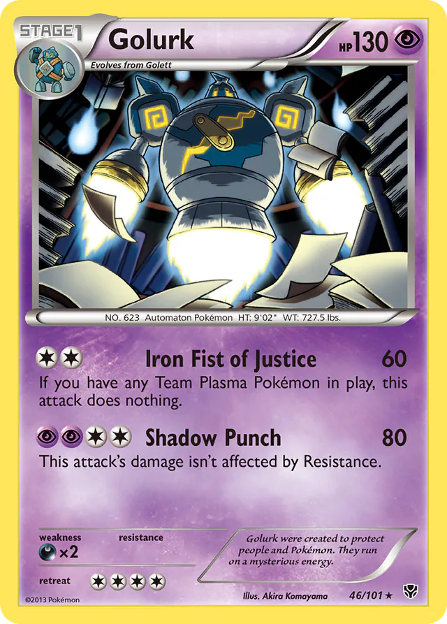 Golurk, Plasma Blast 46/101, holo-rare