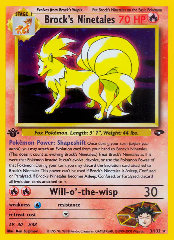 Brock's Ninetales, Gym Challenge 3/132, holo-rare