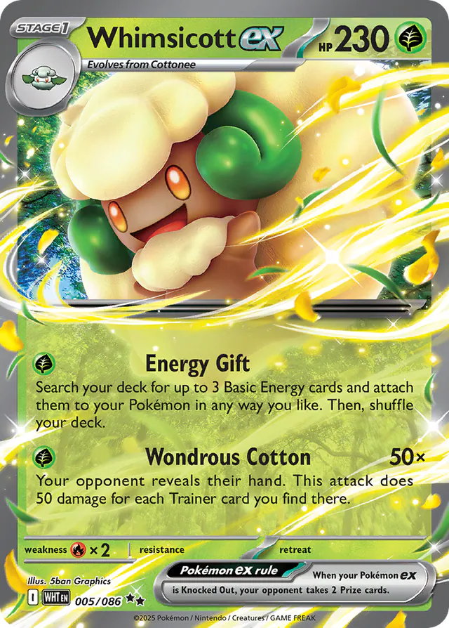 Whimsicott ex, White Flare 05/86, holo-rare