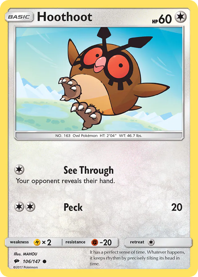 Hoothoot, Burning Shadows 106/147, common