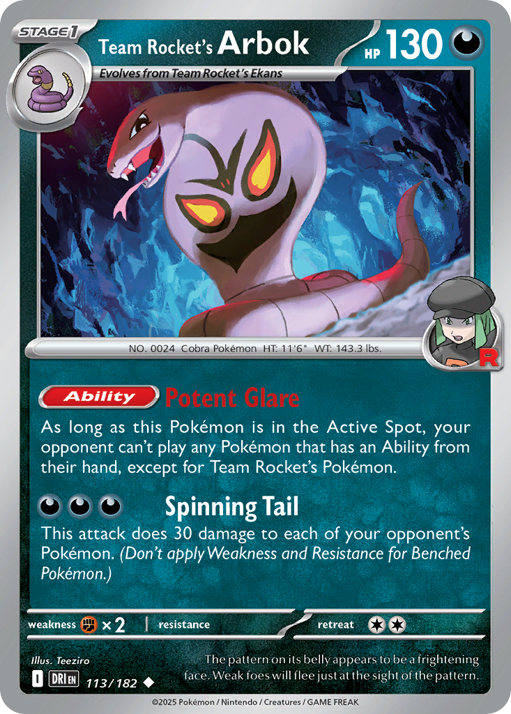 Team Rocket's Arbok, Destined Rivals 113/182, uncommon