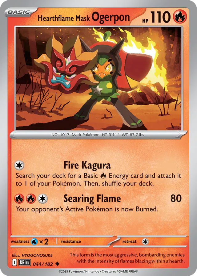 Hearthflame Mask Ogerpon, Destined Rivals 044/182, uncommon