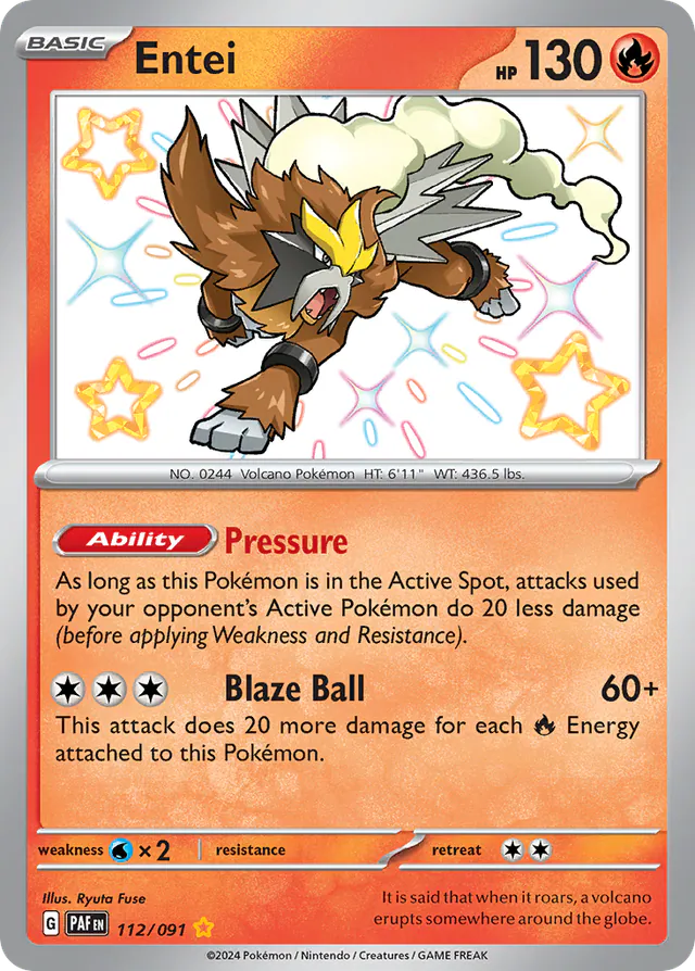 Entei, Paldean Fates 112/91, ultra-rare