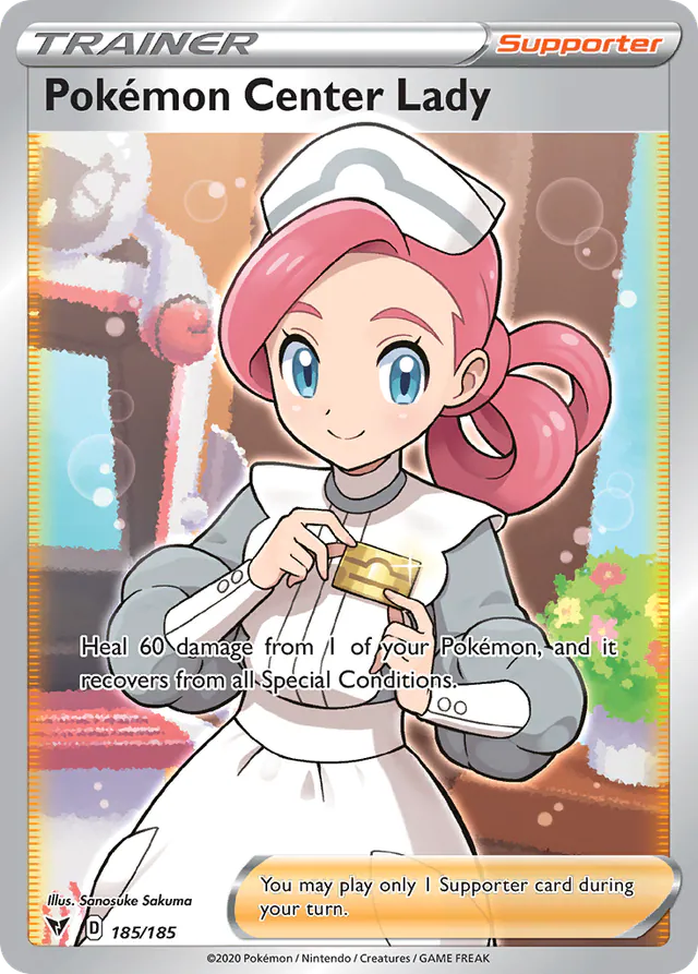 Pokémon Center Lady, Vivid Voltage 185/185, ultra-rare