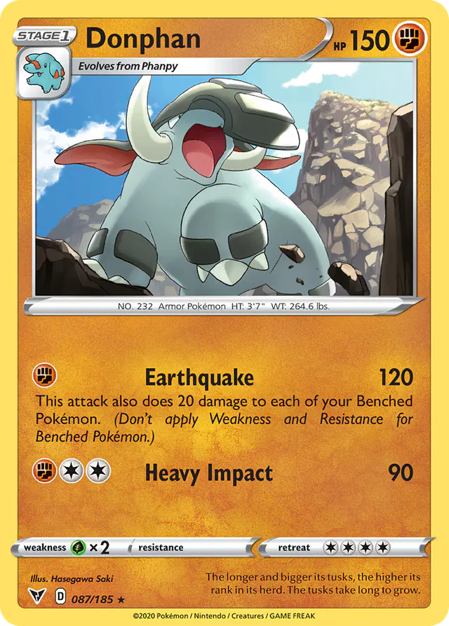 Donphan, Vivid Voltage 087/185, rare