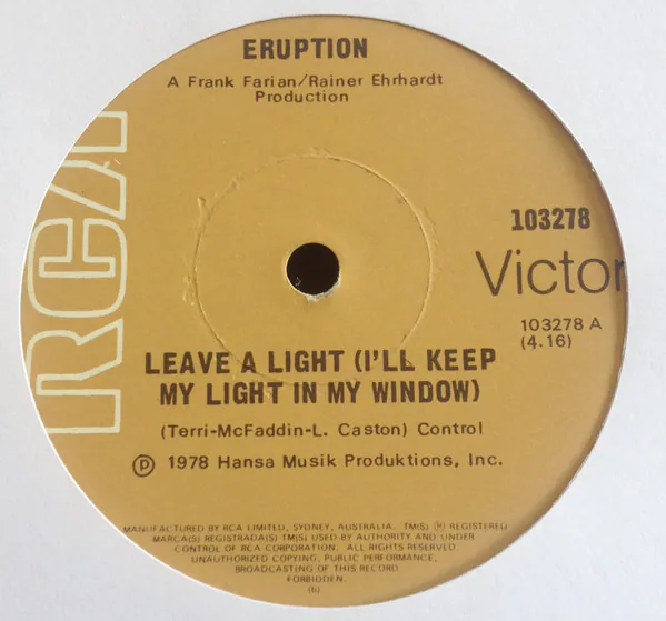Leave A Light (I'll Keep My Light In My Window) / Give Me A Little Piece Of Your Sweet Side, Eruption (4)