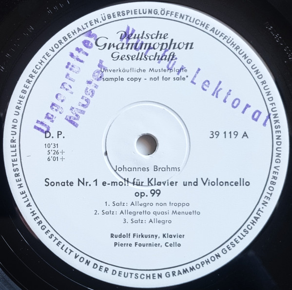 Sonate Nr.1 E-Moll Für Klavier Und Violoncello Op. 99, Sonate Nr.2 F-Dur Für Klavier Und Violoncello Op.38, Johannes Brahms, Pierre Fournier, Rudolf Firkušný