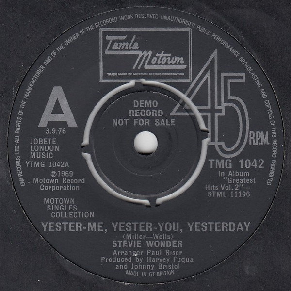 Yester-Me, Yester-You, Yesterday / Uptight (Everything's Alright), Stevie Wonder